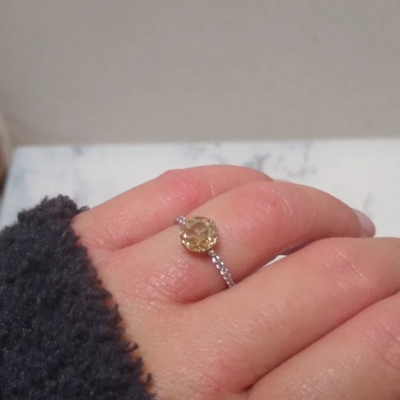 New Rose Cut Yellow Canary Moissanite Ring - Picture 2 of 9